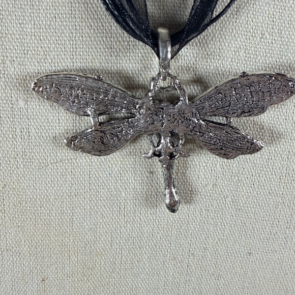 Blue and Silver Dragonfly Pendant Necklace - Picture 5 of 5